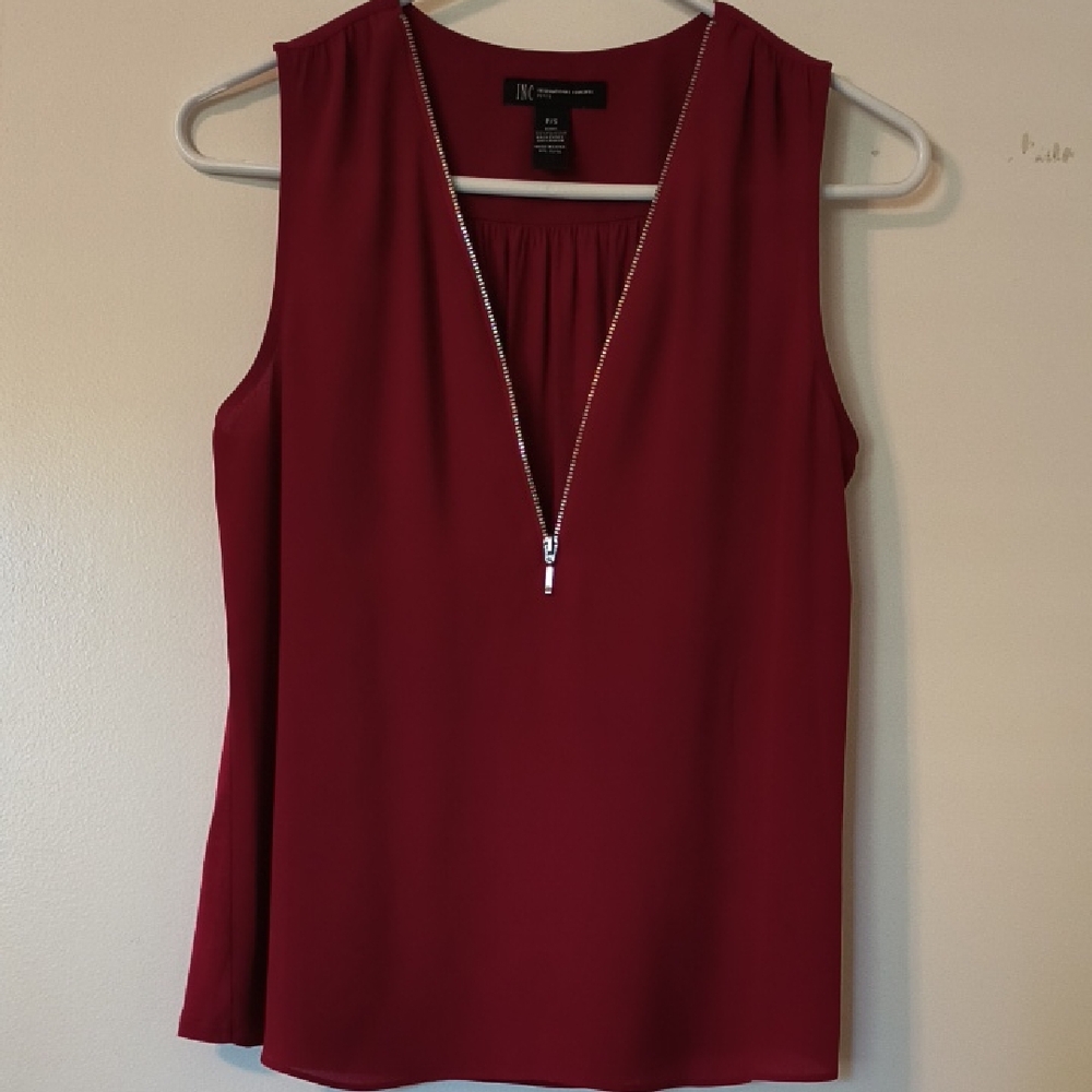 INC International Concepts Red V-Neck Blouse